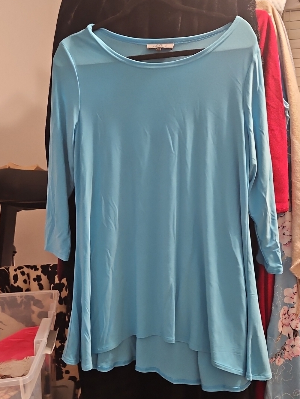 Relaxed Light Blue Women's Swing Tunic Top